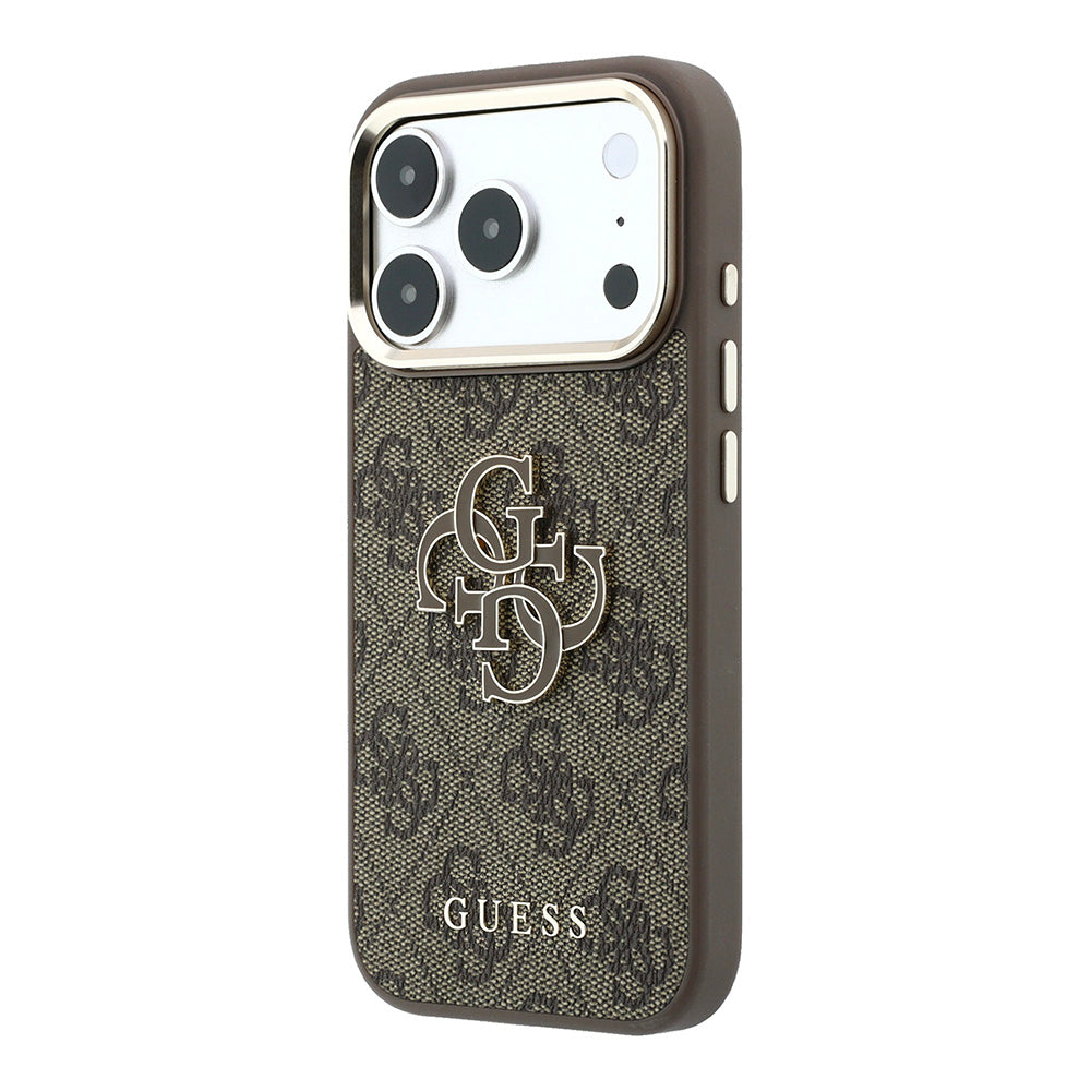 Etui na Apple iPhone 18 Pro / 17 Pro, Guess, 4G Big Resin Logo, Brązowe