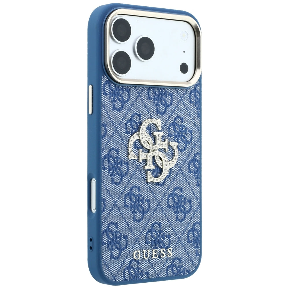 Etui na Apple iPhone 18 Pro / 17 Pro, Guess, 4G Big Strass Logo, Niebieskie