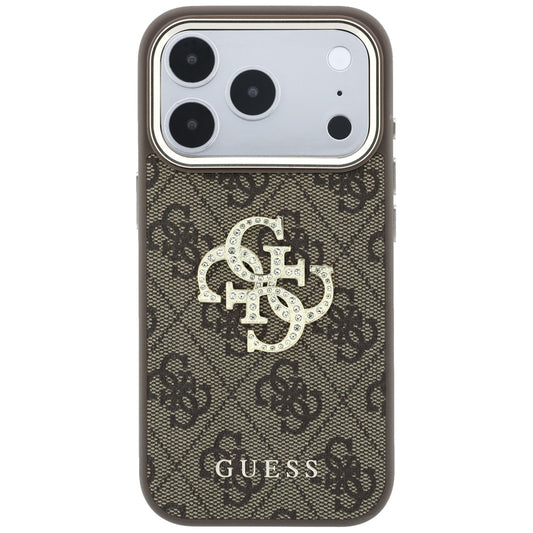 Etui na Apple iPhone 18 Pro / 17 Pro, Guess, 4G Big Strass Logo, Brązowy