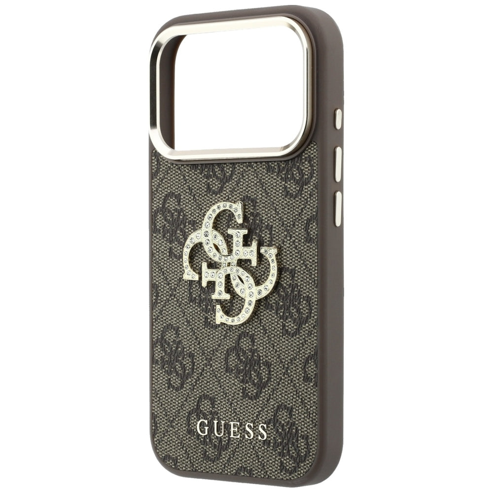 Etui na Apple iPhone 18 Pro / 17 Pro, Guess, 4G Big Strass Logo, Brązowy
