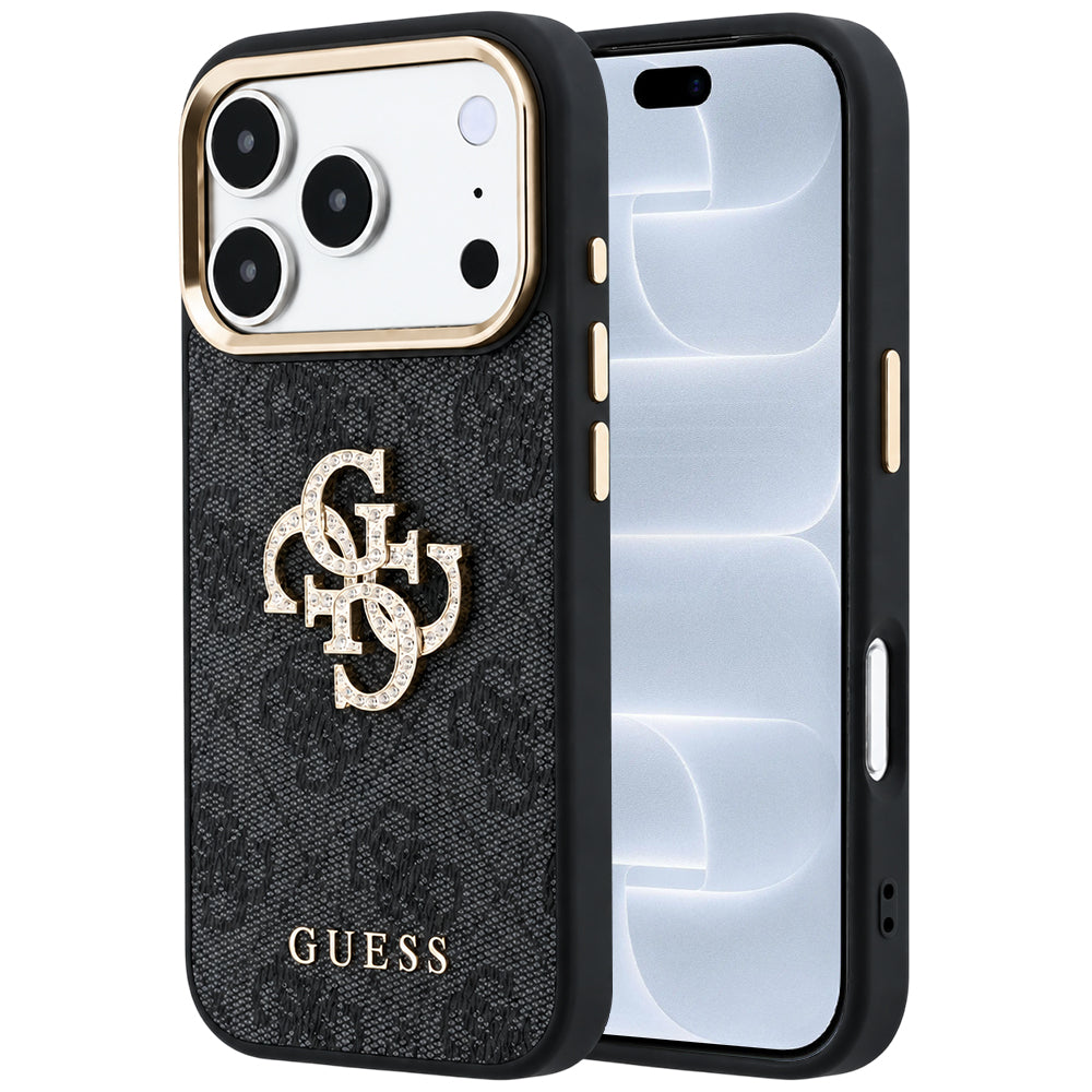 Etui na Apple iPhone 18 Pro / 17 Pro, Guess, 4G Big Strass Logo, czarne