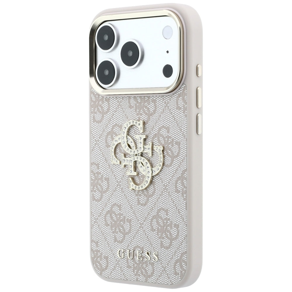 Etui na Apple iPhone 18 Pro / 17 Pro, Guess, 4G Big Strass Logo, Różowe