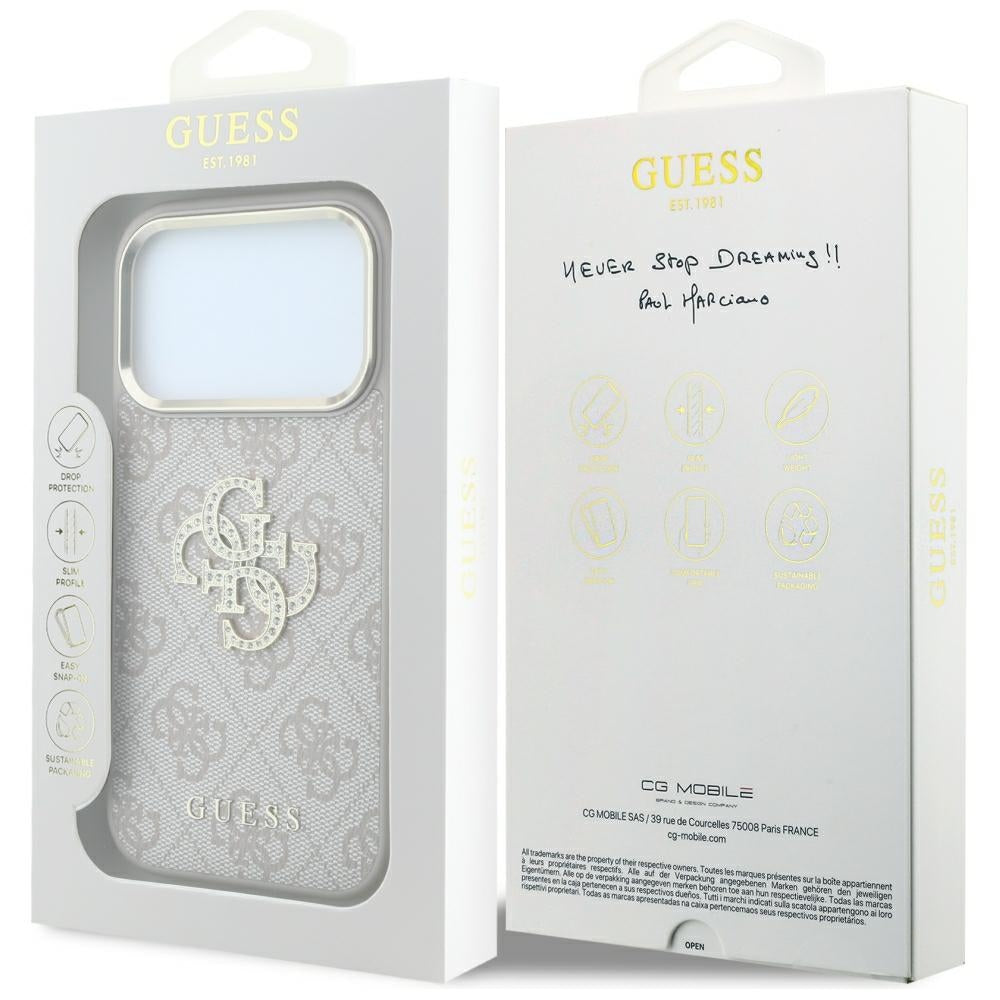 Etui na Apple iPhone 18 Pro / 17 Pro, Guess, 4G Big Strass Logo, Różowe