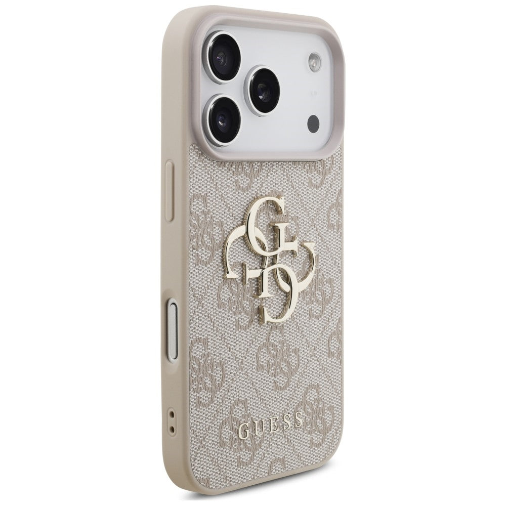 Etui na Apple iPhone 18 Pro / 17 Pro, Guess, 4G Classic Logo z paskiem, różowe