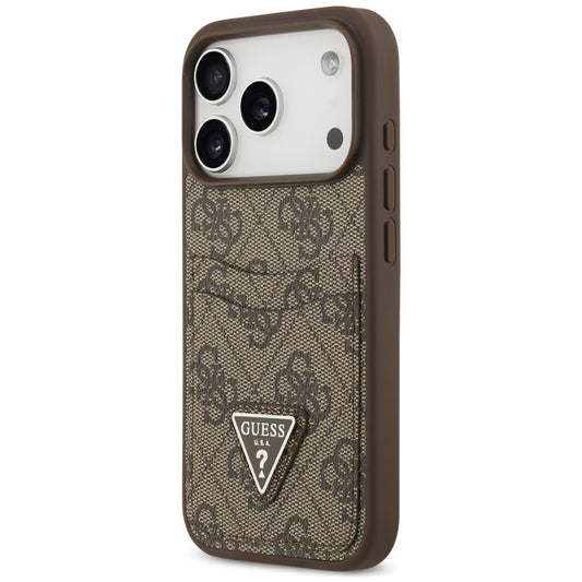 Etui do Apple iPhone 18 Pro / 17 Pro, Guess, 4G Double Card Triangle, brązowy