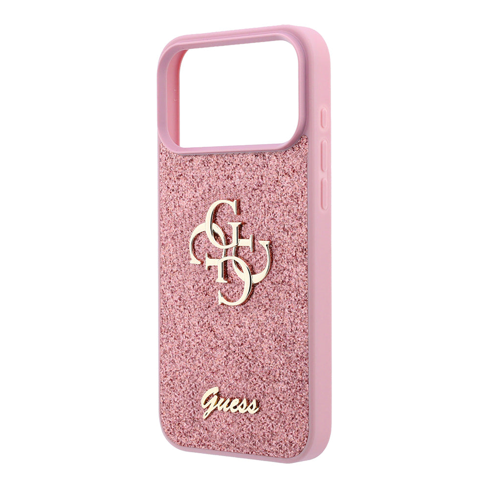 Etui na Apple iPhone 18 Pro / 17 Pro, Guess, Fixed Glitter Big 4G, Różowe