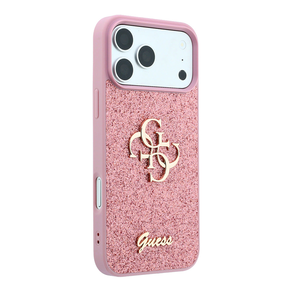 Etui na Apple iPhone 18 Pro / 17 Pro, Guess, Fixed Glitter Big 4G, Różowe