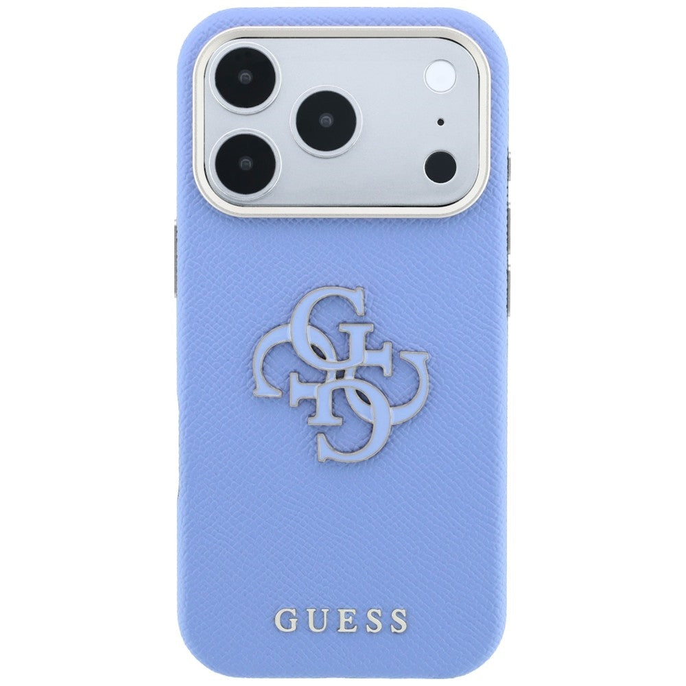 Etui na Apple iPhone 18 Pro / 17 Pro, Guess, Grained Big Resin Logo, Bleu