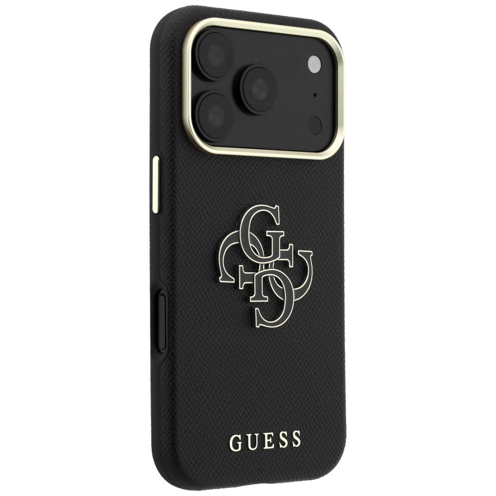 Etui na Apple iPhone 18 Pro / 17 Pro, Guess, Grained Big Resin Logo, czarne