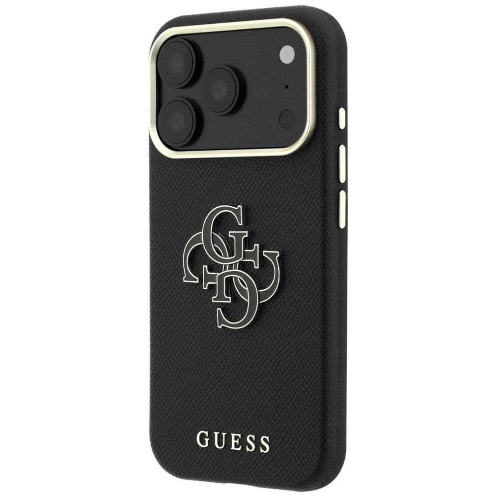 Etui na Apple iPhone 18 Pro / 17 Pro, Guess, Grained Big Resin Logo, czarne