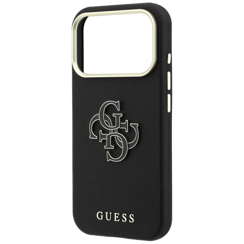 Etui na Apple iPhone 18 Pro / 17 Pro, Guess, Grained Big Resin Logo, czarne