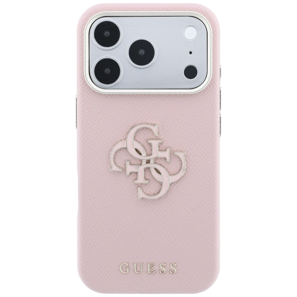 Etui na Apple iPhone 18 Pro / 17 Pro, Guess, Grained Big Resin Logo, Różowe