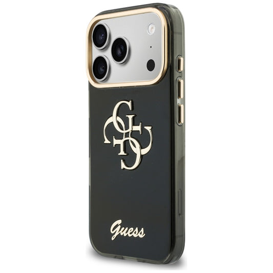 Etui na Apple iPhone 18 Pro / 17 Pro, Guess, IML 4G Metal Script, czarne