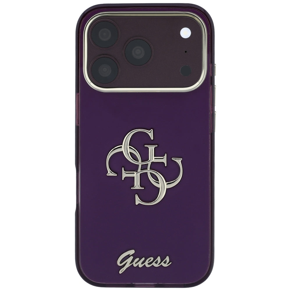 Etui na Apple iPhone 18 Pro / 17 Pro, Guess, IML 4G Metal Script, Wiśniowy
