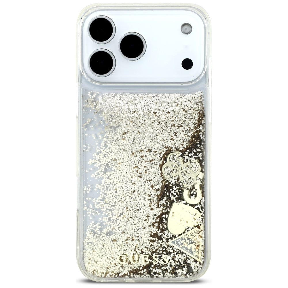 Etui do Apple iPhone 18 Pro / 17 Pro, Guess, Liquid Glitter Charms, złote