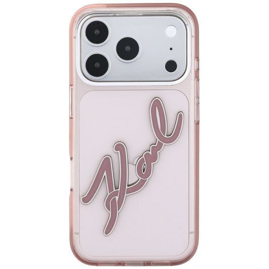 Etui na Apple iPhone 18 Pro / 17 Pro, Karl Lagerfeld, IML Duże Logo z żywicy i metalowa ramka, różowe