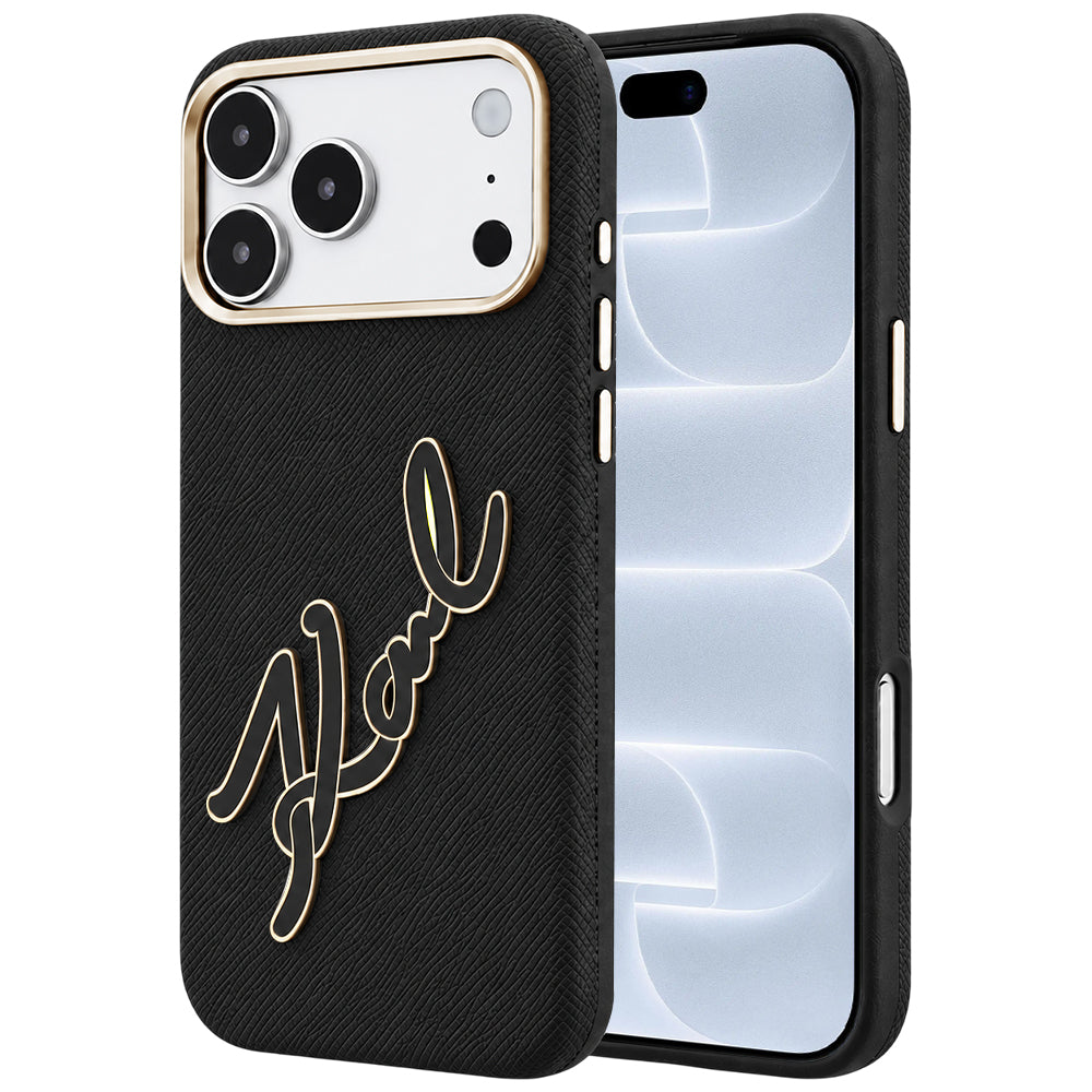 Etui na Apple iPhone 18 Pro / 17 Pro, Karl Lagerfeld, Gładkie Duże Logo z Żywicy, Czarne