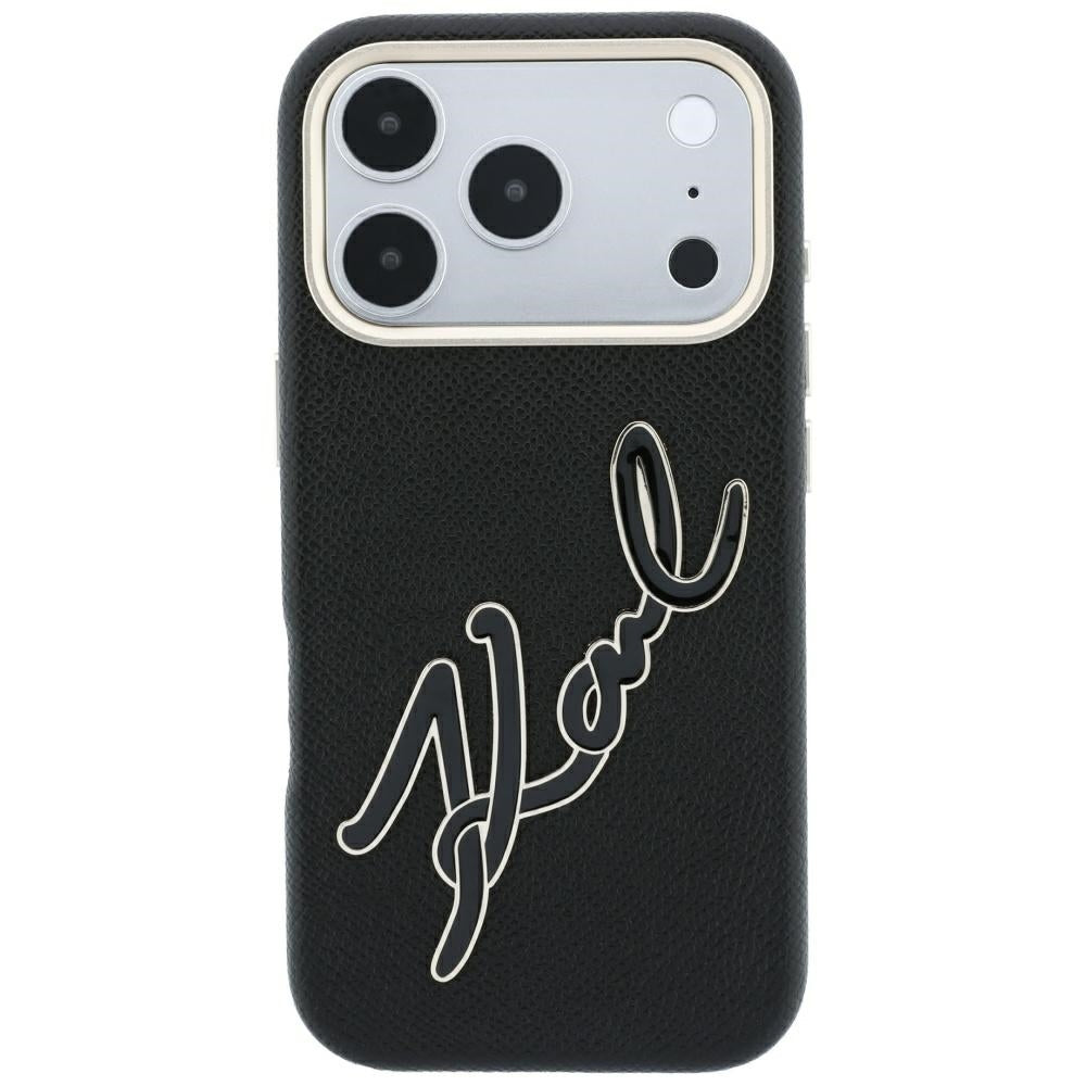 Etui na Apple iPhone 18 Pro / 17 Pro, Karl Lagerfeld, Gładkie Duże Logo z Żywicy, Czarne
