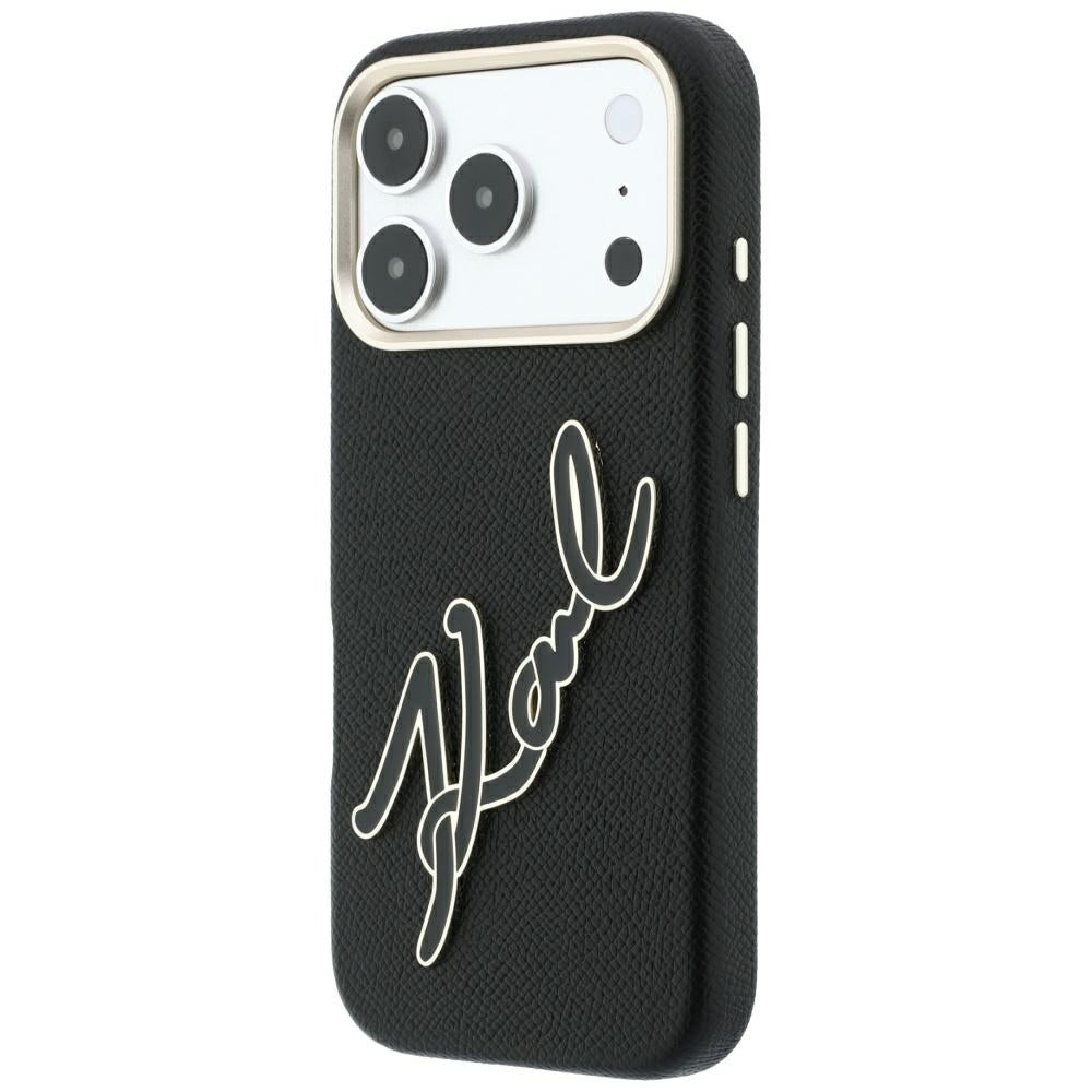 Etui na Apple iPhone 18 Pro / 17 Pro, Karl Lagerfeld, Gładkie Duże Logo z Żywicy, Czarne