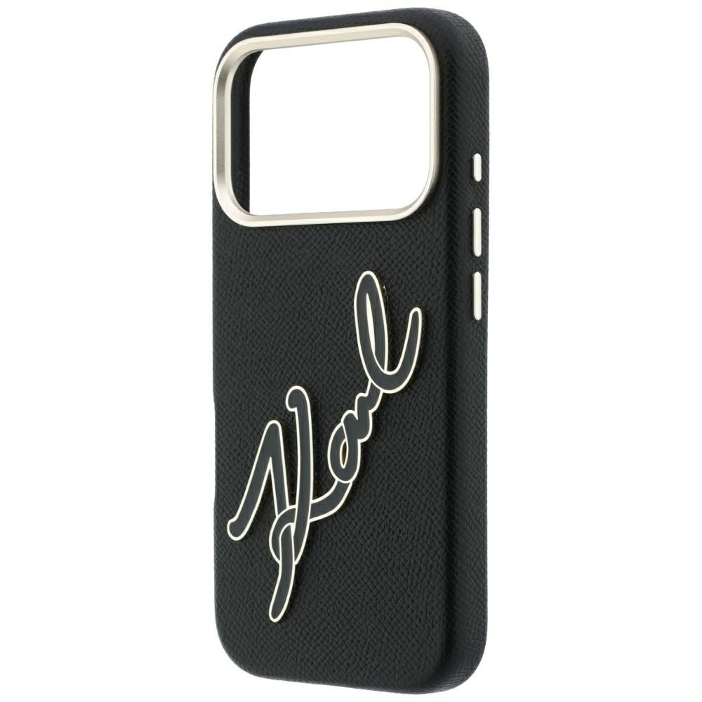Etui na Apple iPhone 18 Pro / 17 Pro, Karl Lagerfeld, Gładkie Duże Logo z Żywicy, Czarne