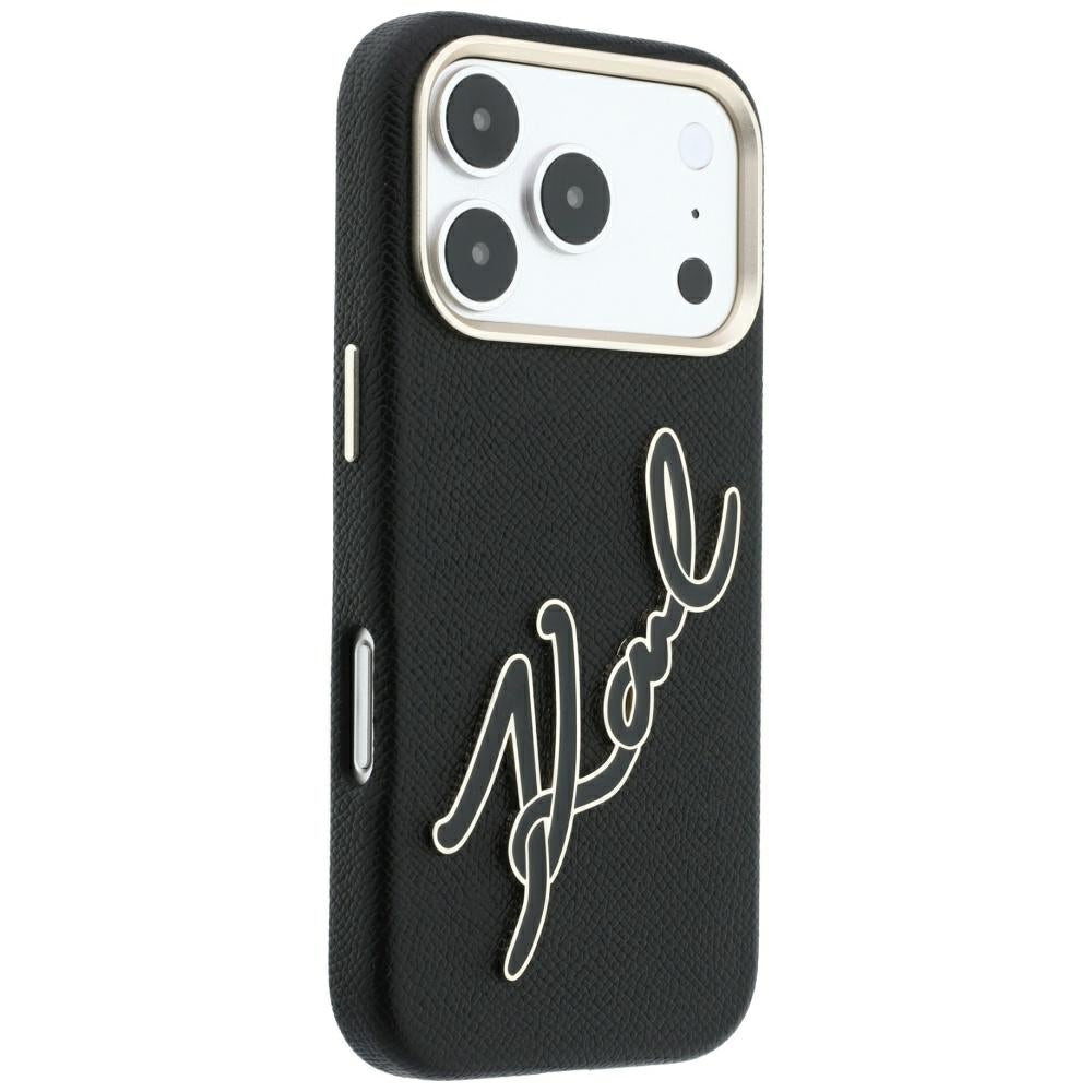 Etui na Apple iPhone 18 Pro / 17 Pro, Karl Lagerfeld, Gładkie Duże Logo z Żywicy, Czarne