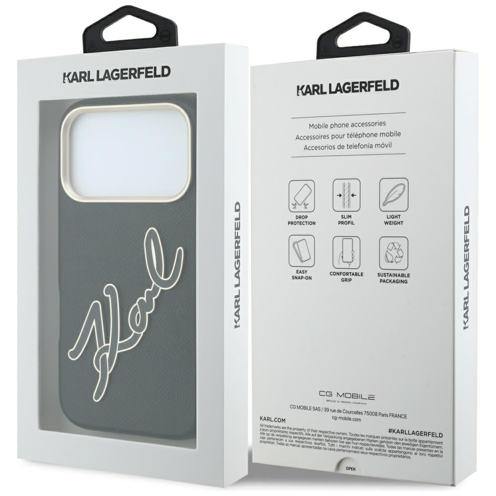 Etui na Apple iPhone 18 Pro / 17 Pro, Karl Lagerfeld, Gładkie Duże Logo z Żywicy, Czarne