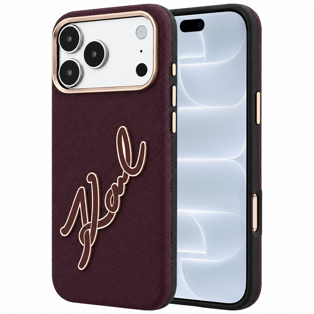 Etui na Apple iPhone 18 Pro / 17 Pro, Karl Lagerfeld, Gładkie Duże Logo z Żywicy, Wiśniowe