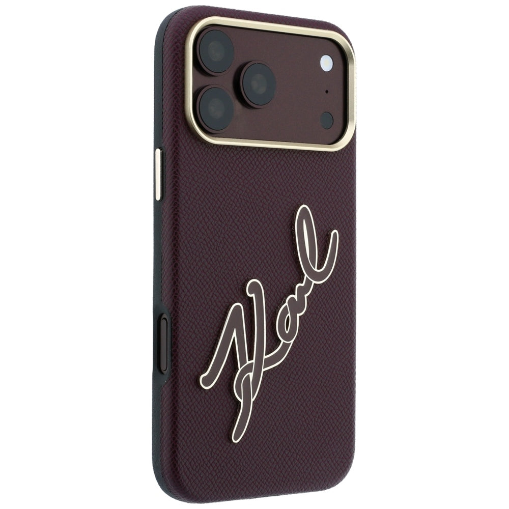 Etui na Apple iPhone 18 Pro / 17 Pro, Karl Lagerfeld, Gładkie Duże Logo z Żywicy, Wiśniowe