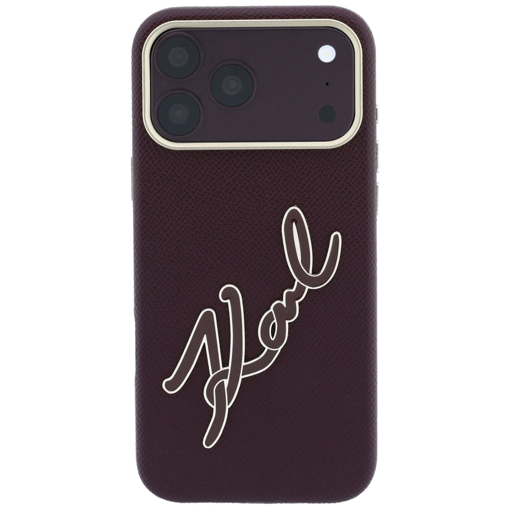 Etui na Apple iPhone 18 Pro / 17 Pro, Karl Lagerfeld, Gładkie Duże Logo z Żywicy, Wiśniowe