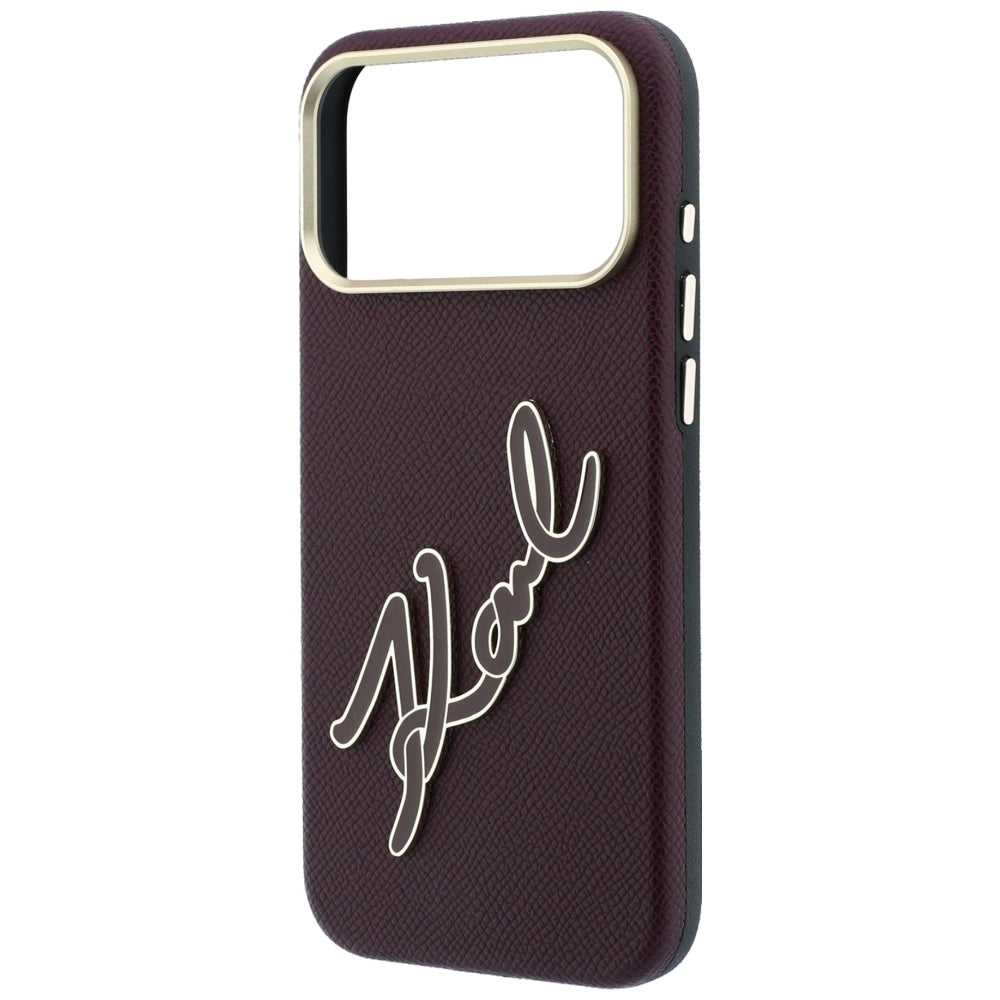 Etui na Apple iPhone 18 Pro / 17 Pro, Karl Lagerfeld, Gładkie Duże Logo z Żywicy, Wiśniowe