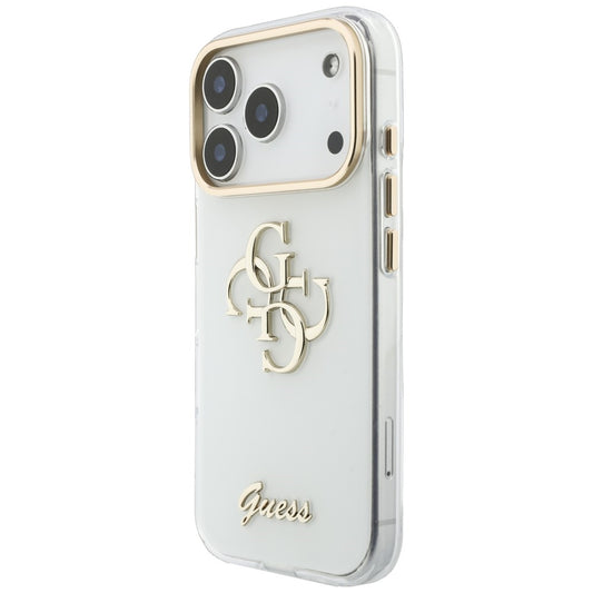 Etui na Apple iPhone 18 Pro, Guess, IML 4G Metal Script, Białe