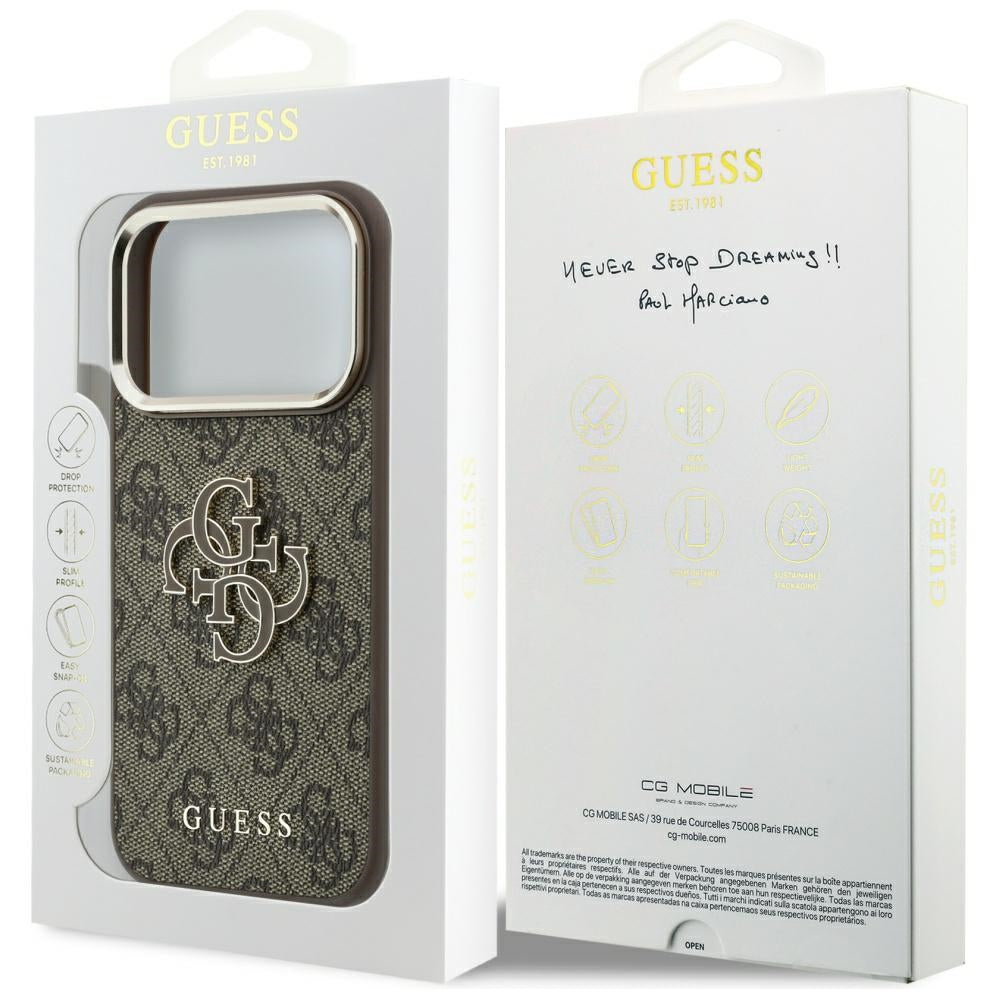 Etui na Apple iPhone 18 Pro Max / 17 Pro Max, Guess, 4G Big Resin Logo, Brązowe