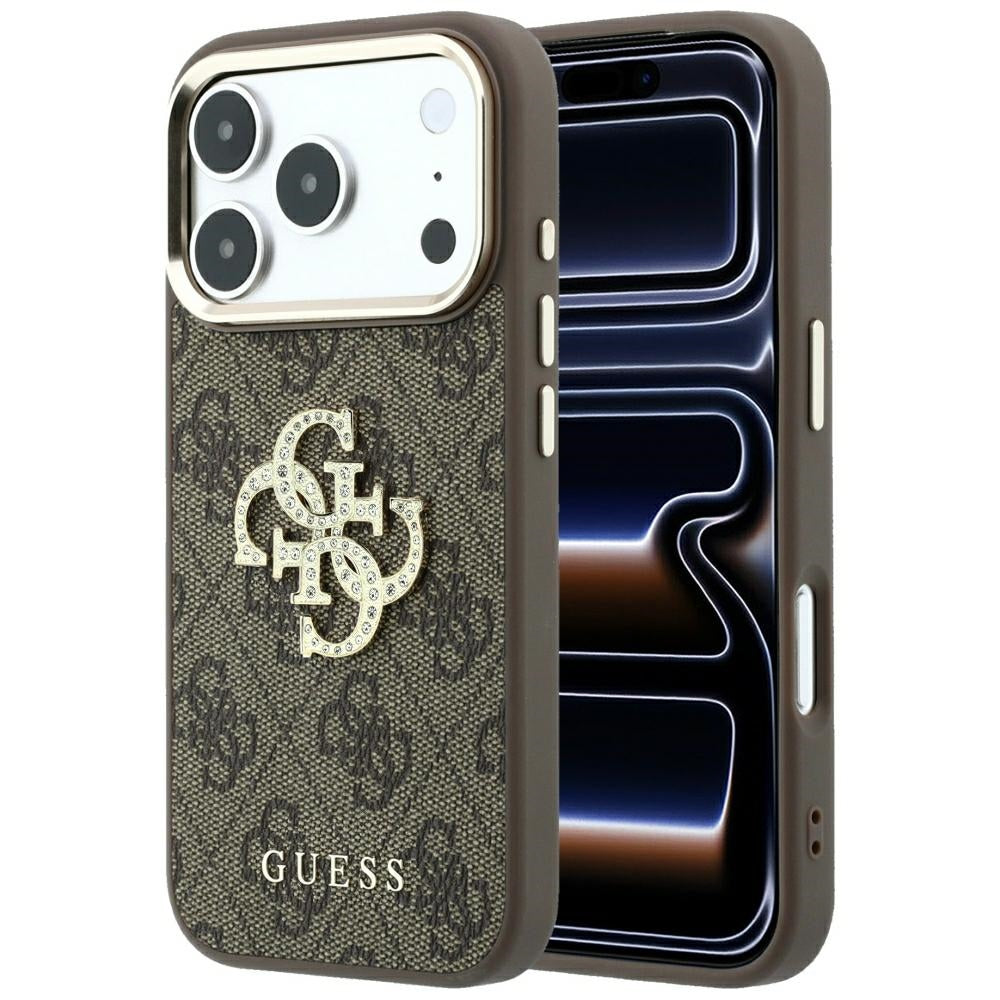 Etui na Apple iPhone 18 Pro Max / 17 Pro Max, Guess, 4G Big Strass Logo, Brązowe