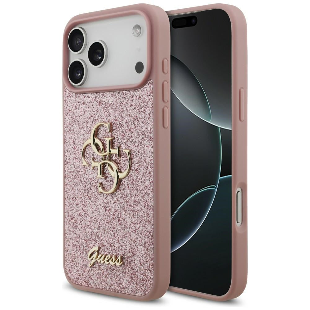 Etui na Apple iPhone 18 Pro Max / 17 Pro Max, Guess, Fixed Glitter Big 4G, Różowe