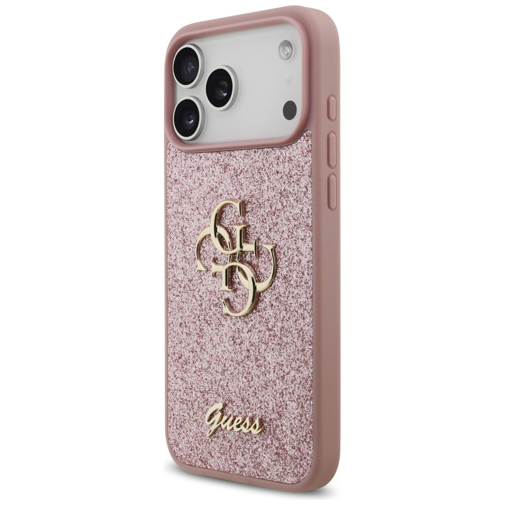 Etui na Apple iPhone 18 Pro Max / 17 Pro Max, Guess, Fixed Glitter Big 4G, Różowe