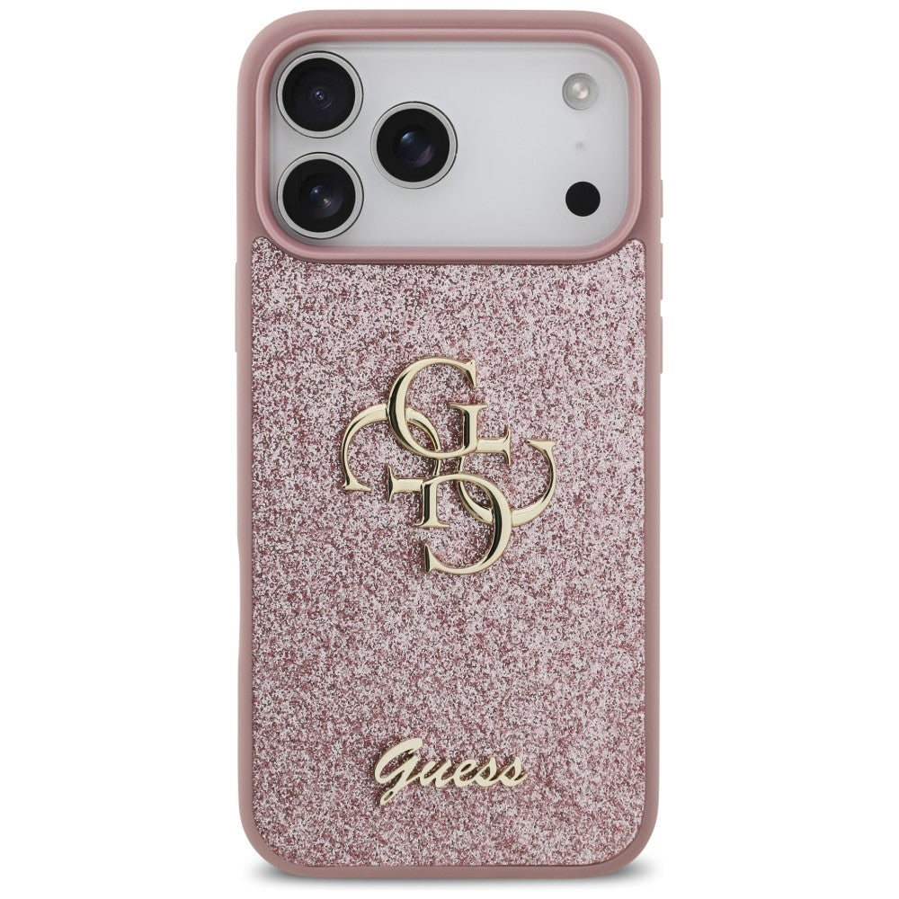 Etui na Apple iPhone 18 Pro Max / 17 Pro Max, Guess, Fixed Glitter Big 4G, Różowe