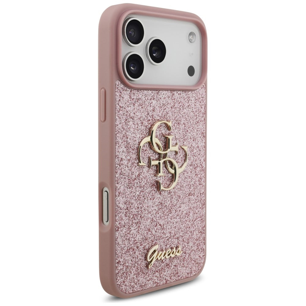 Etui na Apple iPhone 18 Pro Max / 17 Pro Max, Guess, Fixed Glitter Big 4G, Różowe