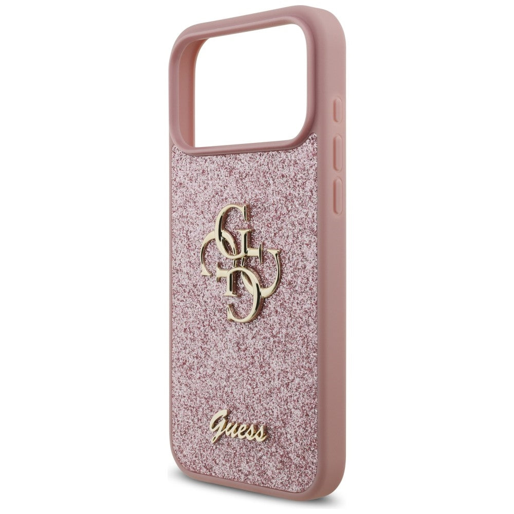 Etui na Apple iPhone 18 Pro Max / 17 Pro Max, Guess, Fixed Glitter Big 4G, Różowe