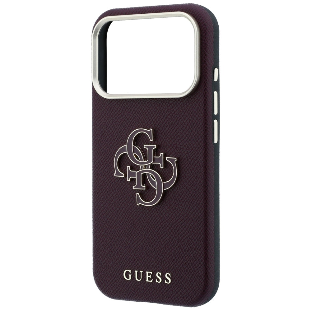 Etui na Apple iPhone 18 Pro Max / 17 Pro Max, Guess, Duże logo z żywicy o ziarnistej fakturze, Wiśniowy