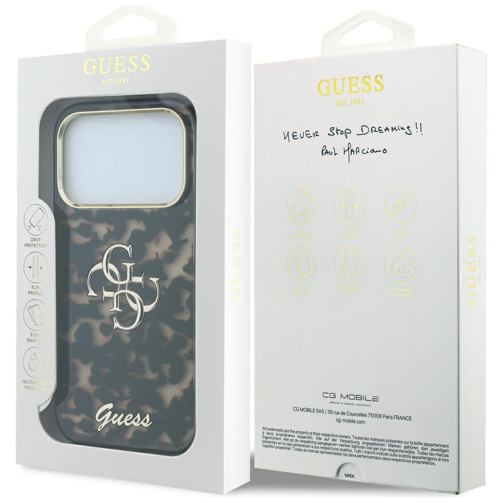 Etui na Apple iPhone 18 Pro Max / 17 Pro Max, Guess, IML 4G Metal Script, Brązowe