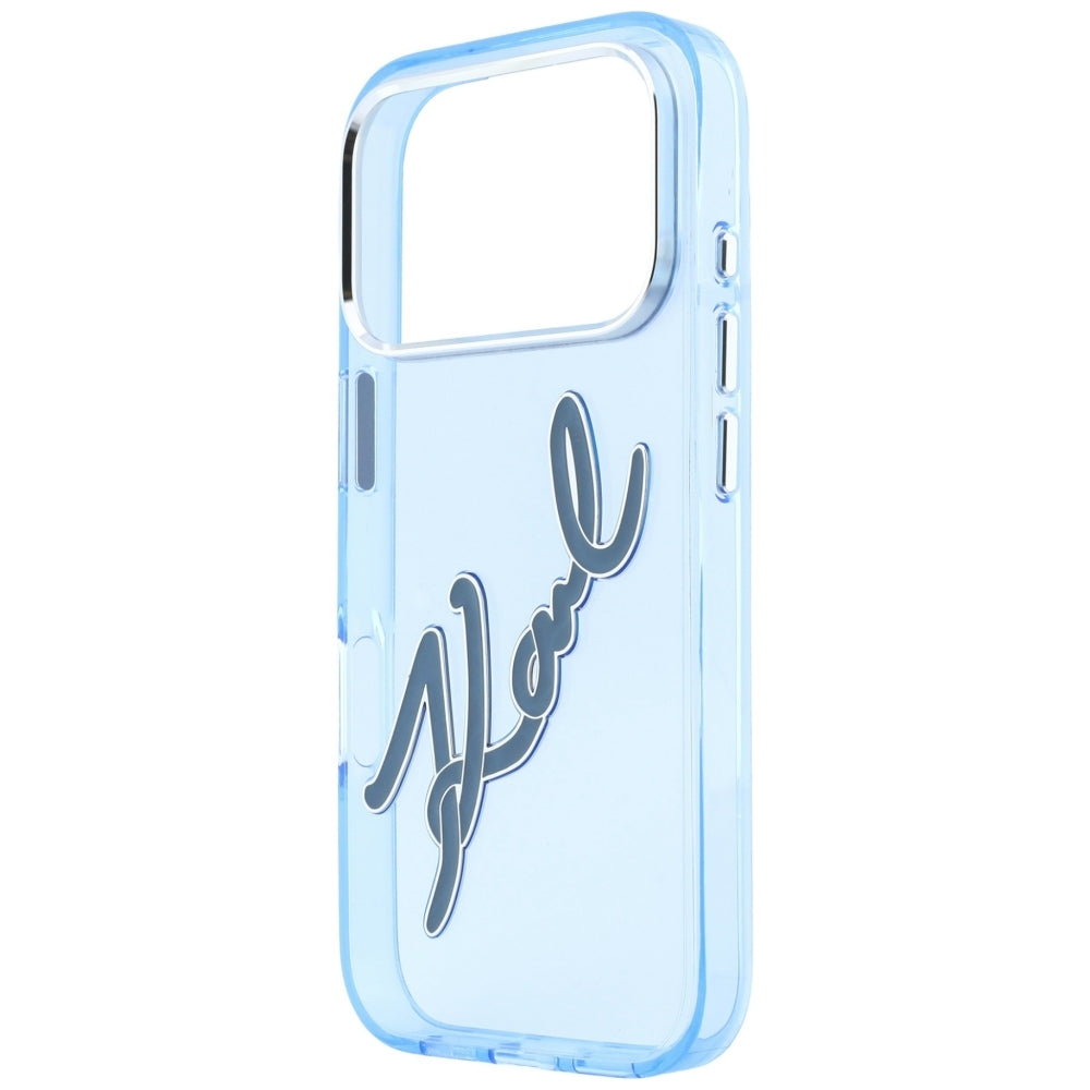 Etui na Apple iPhone 18 Pro Max / 17 Pro Max, Karl Lagerfeld, IML Big Signature Resin Logo Metal Frame, Niebieskie