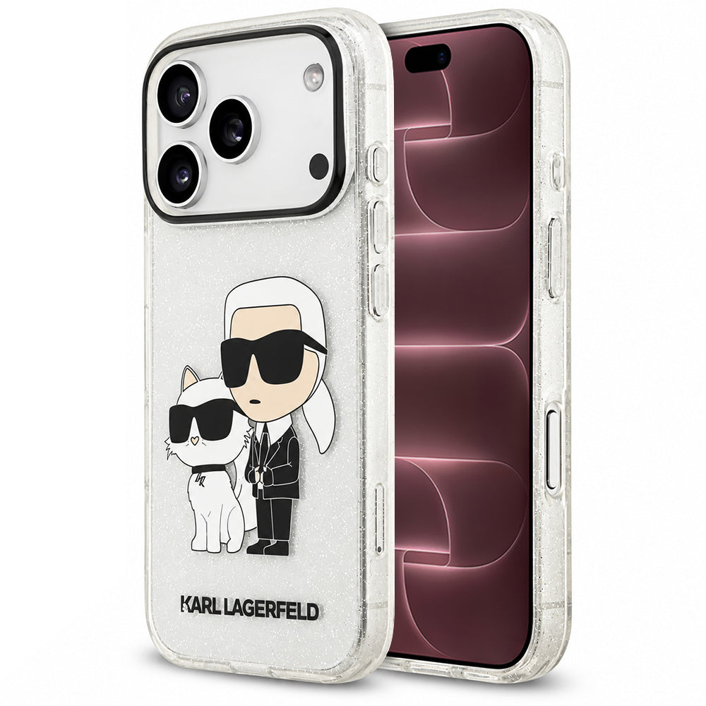 Etui do Apple iPhone 18 Pro Max / 17 Pro Max, Karl Lagerfeld, IML Glitter Karl and Choupette NFT, przezroczyste