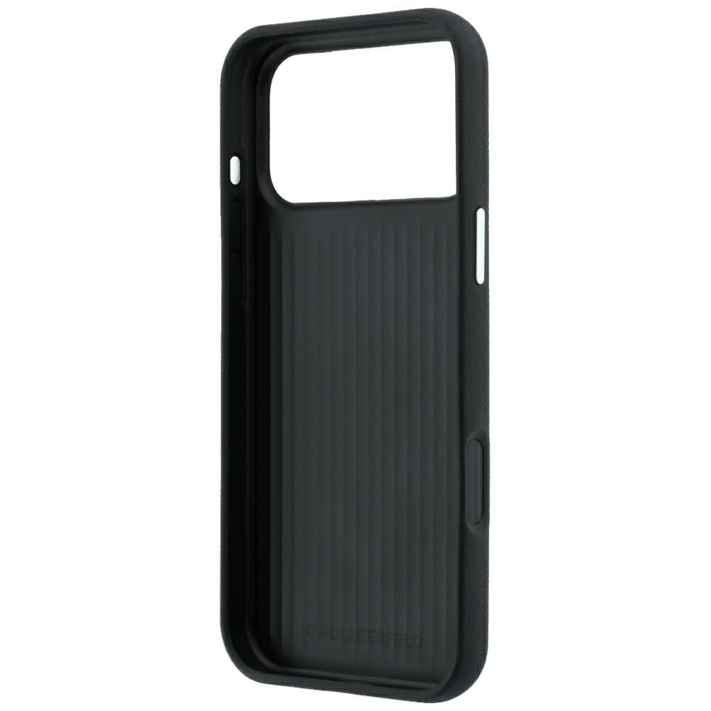 Etui na Apple iPhone 18 Pro Max / 17 Pro Max, Karl Lagerfeld, Saffiano z przypinką i logo Karl & Choupette Head, czarne
