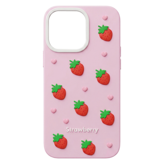 Etui na Apple iPhone 15 / 14 / 13, OEM, Strawberry, Różowe