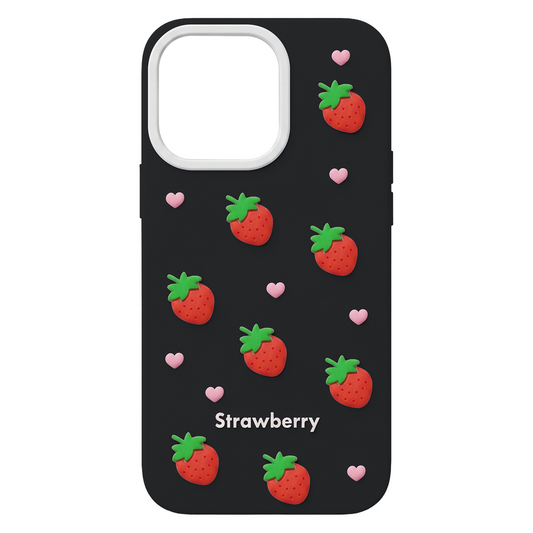 Etui do Apple iPhone 16 Pro Max, OEM, Strawberry, czarne