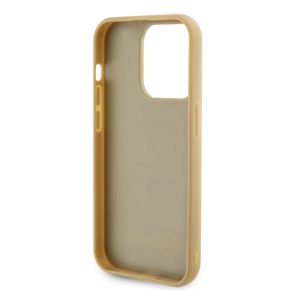 Etui na Apple iPhone 15 Pro, Guess, PU Square Mirror Script Logo, Złote GUHCP15LPMSDGSD