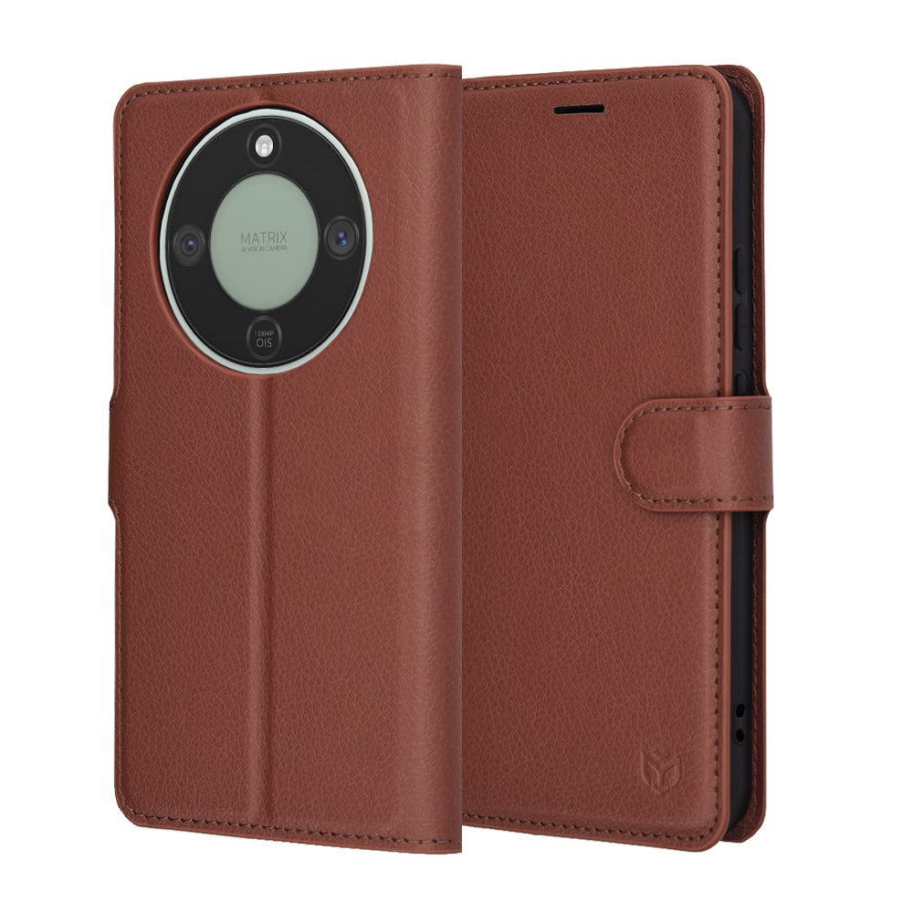 Etui na Honor Magic8 Lite, Techsuit, Leather Folio, Brązowy