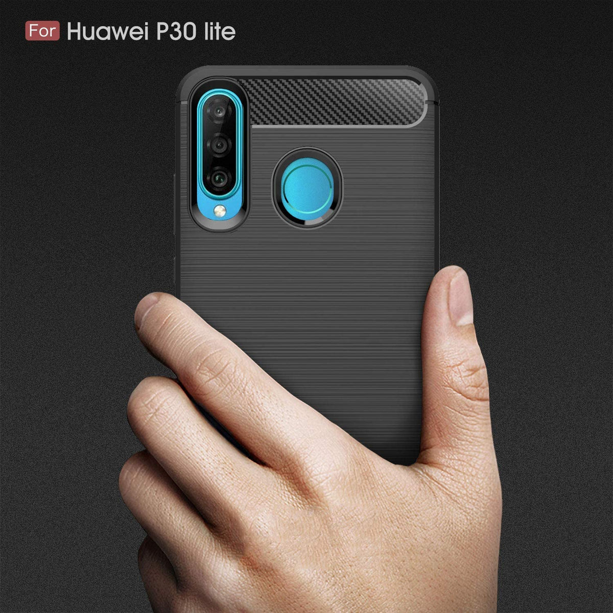 Etui na Huawei P30 lite New Edition / P30 lite, Techsuit, Carbon, Czarny