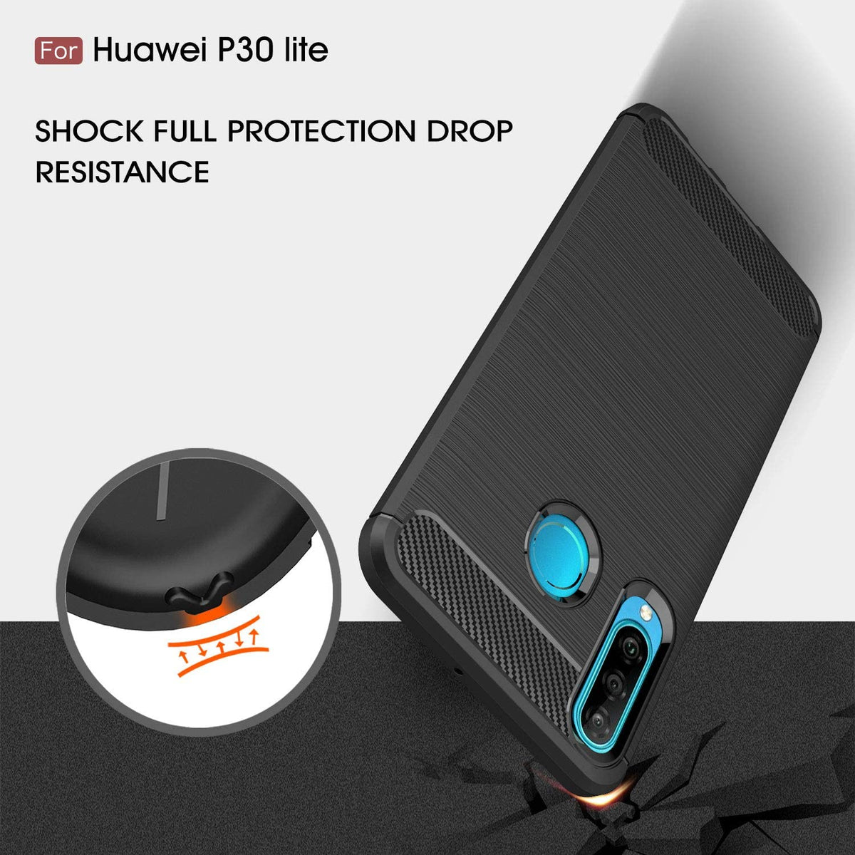 Etui na Huawei P30 lite New Edition / P30 lite, Techsuit, Carbon, Czarny