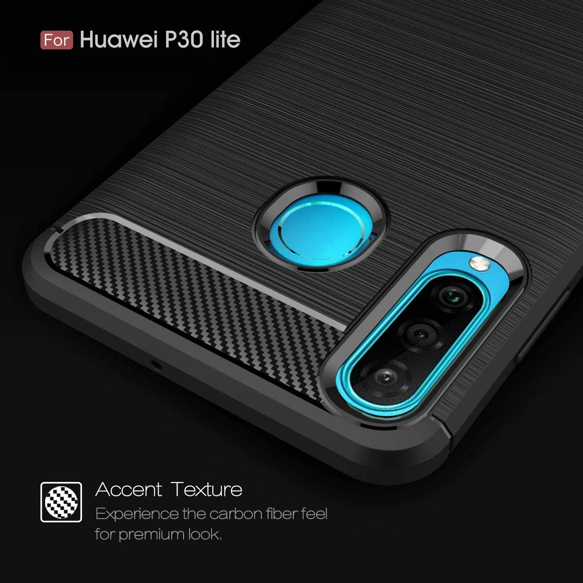 Etui na Huawei P30 lite New Edition / P30 lite, Techsuit, Carbon, Czarny